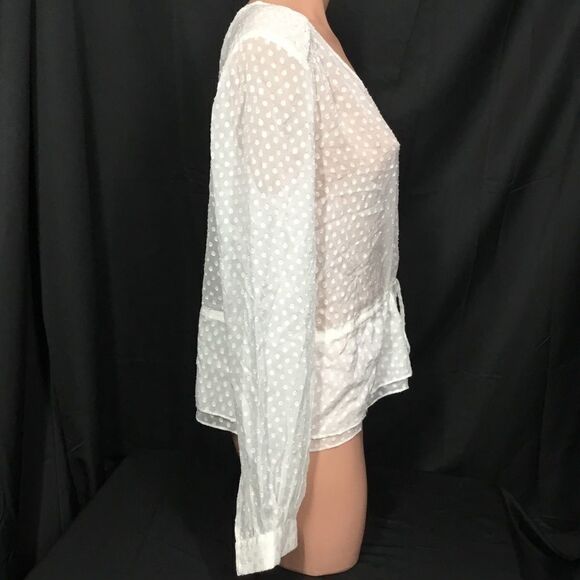 Frame Polka Dot Silk Blend Blouse in Off White C4 - Picture 5 of 8